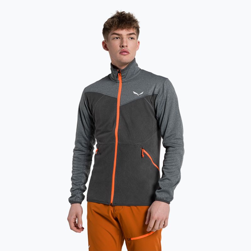 Bluza trekkingowa męska Salewa Puez Hybrid PL FZ onyx melange/fluo orange