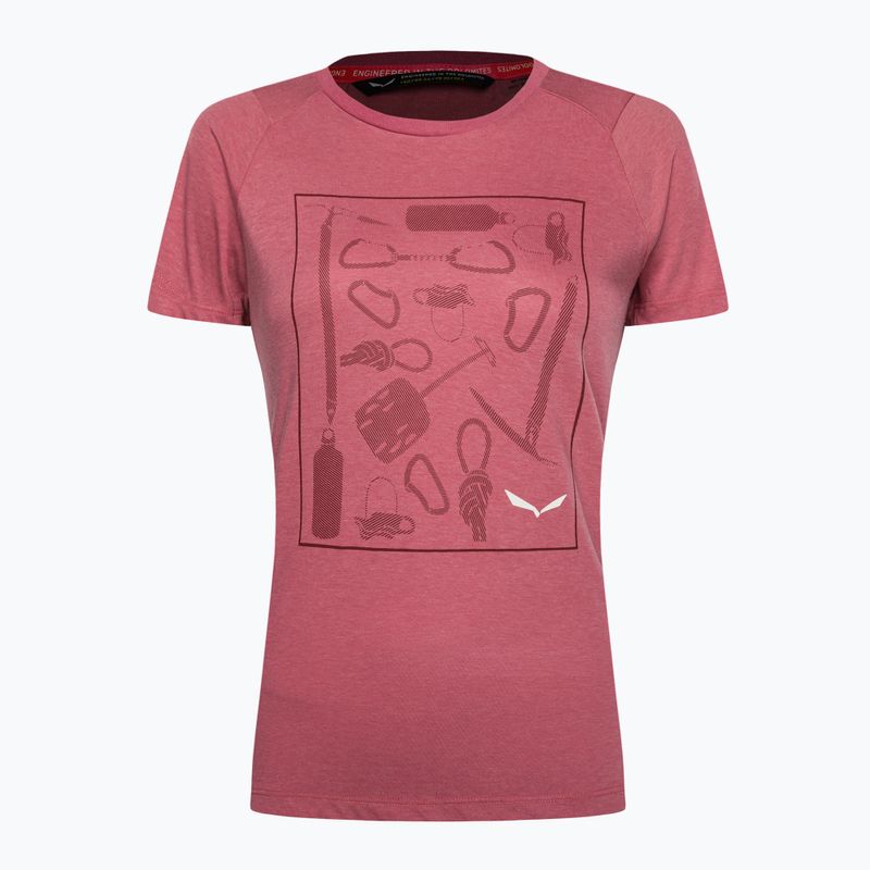 Koszulka trekkingowa damska Salewa Pure Box Dry mauvemood melange/syrah