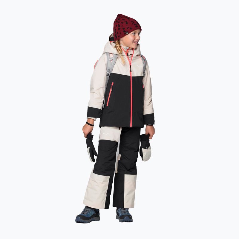 Kurtka narciarska dziecięca Salewa Sella PTX/TWR oatmeal/black out/fluo coral