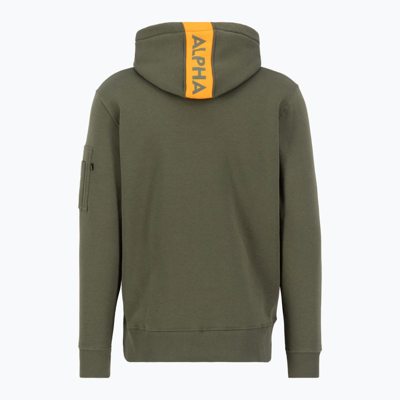 Bluza męska Alpha Industries Red Stripe Hoodie dark green 2