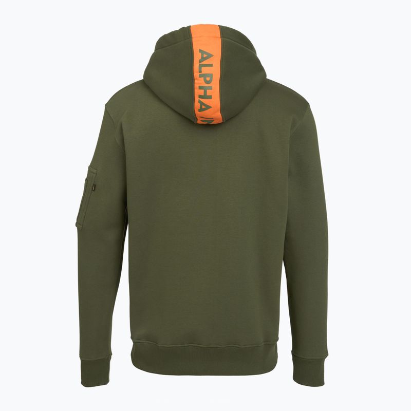 Bluza męska Alpha Industries Red Stripe Hoodie dark green 2