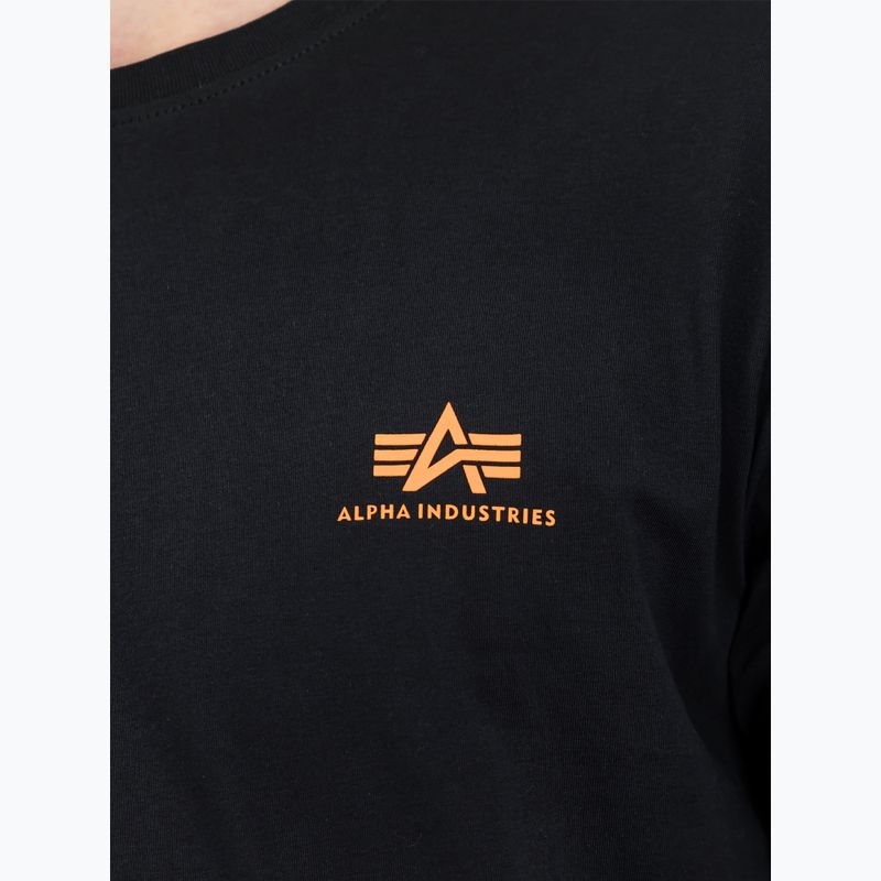Koszulka męska Alpha Industries Basic Small Logo black/neon orange 4