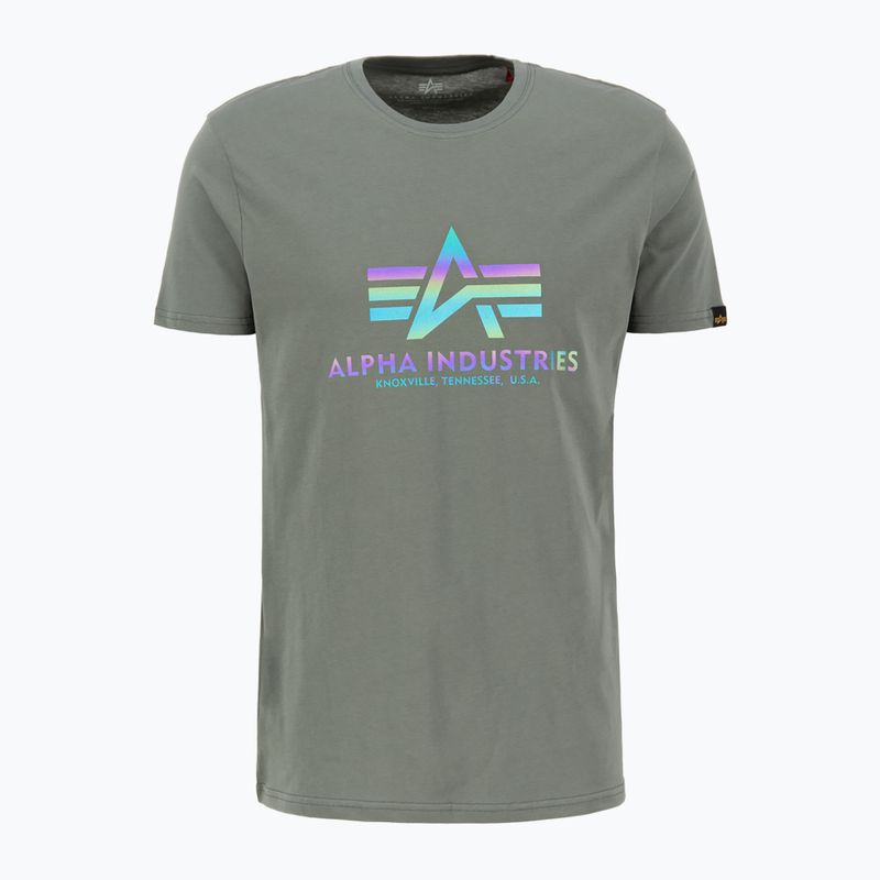 Koszulka męska Alpha Industries Basic Rainbow Reflective vintage green