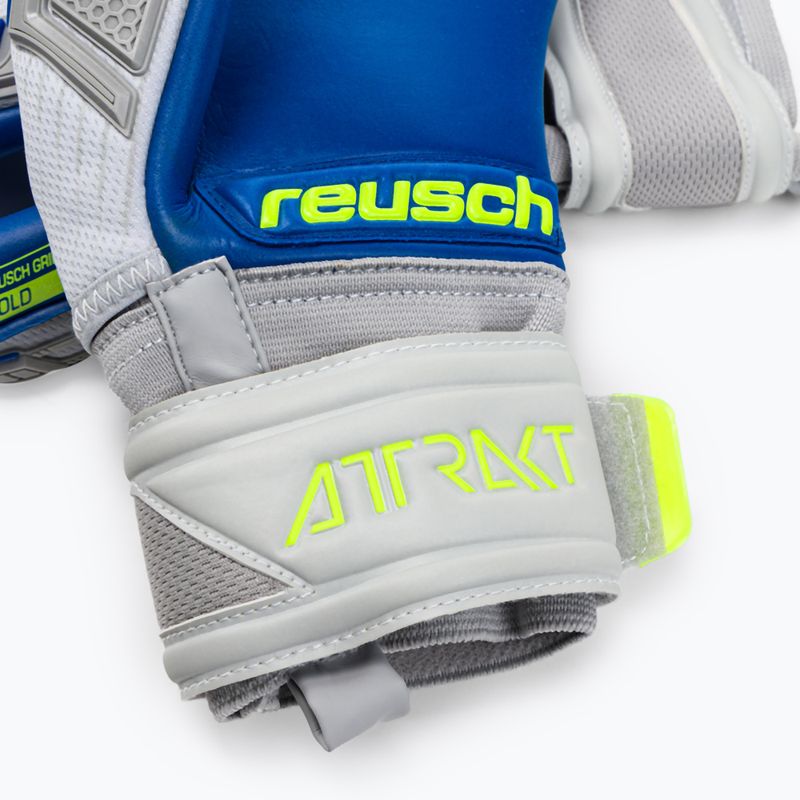 Rękawice bramkarskie Reusch Attrakt Freegel Gold Finger Support vapor gray/safety yellow/deep blue 4