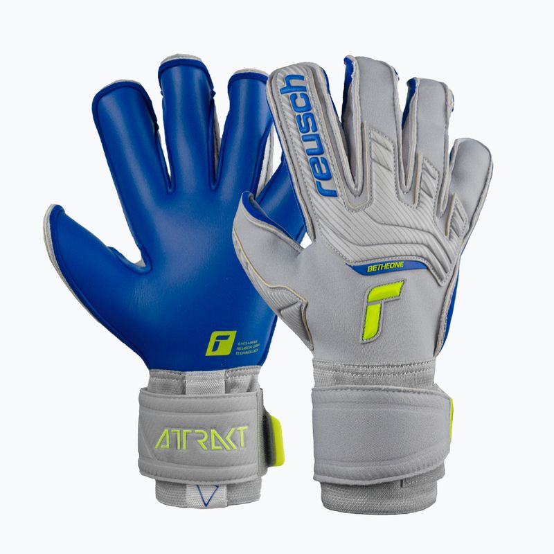 Rękawice bramkarskie Reusch Attrakt Gold X Evolution Cut vapor gray/safety yellow/deep blue 5