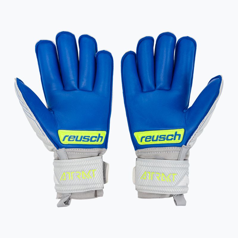 Rękawice bramkarskie dziecięce Reusch Attrakt Silver Roll Finger vapor gray/safety yellow/deep blue 2