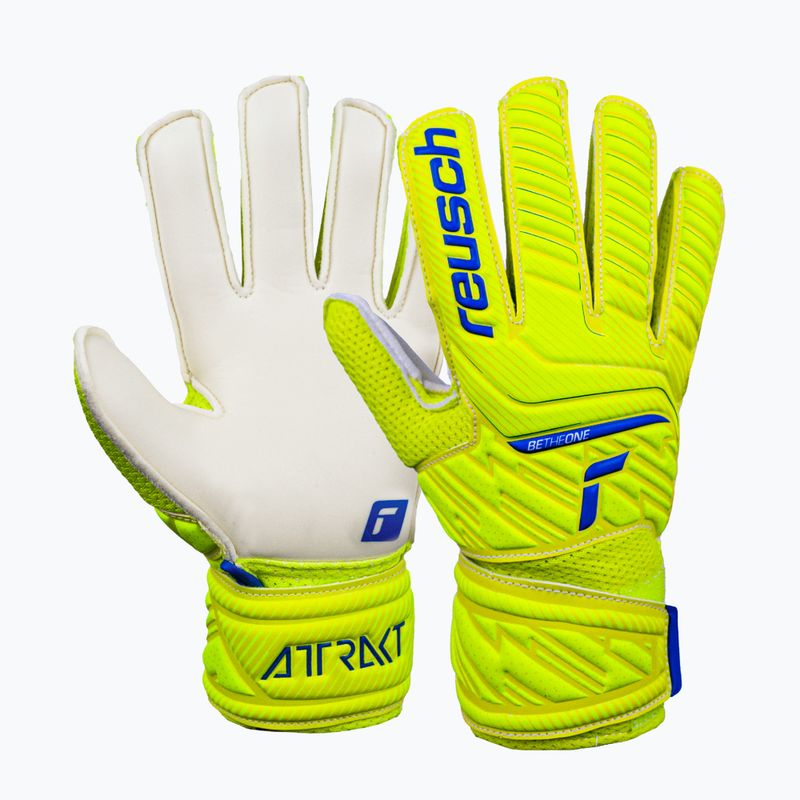 Rękawice bramkarskie dziecięce Reusch Attrakt Solid safety yellow/deep blue/white 5