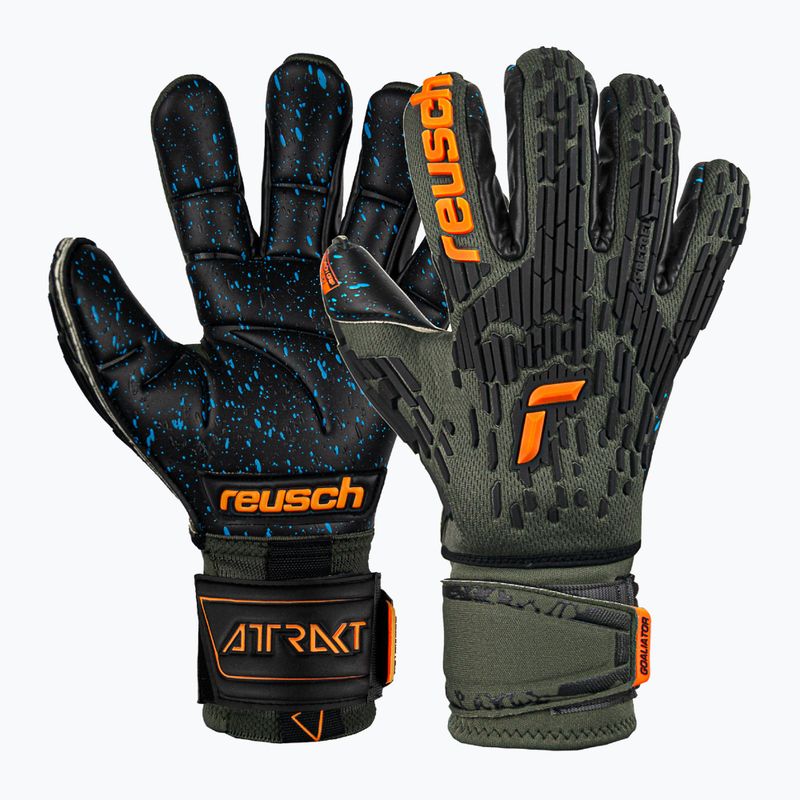 Rękawice bramkarskie Reusch Attrakt Freegel Fusion Ortho-Tec Goaliator desert green/shock orange 6