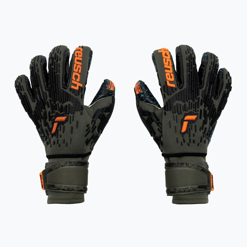 Rękawice bramkarskie Reusch Attrakt Freegel Fusion Ortho-Tec Goaliator desert green/shock orange