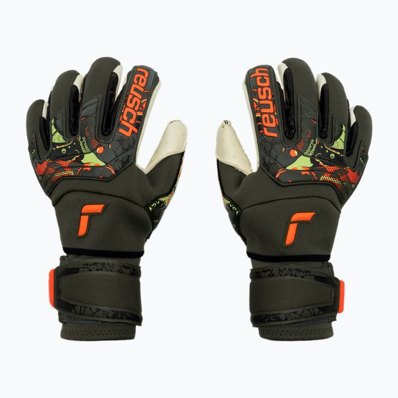 Rękawice bramkarskie Reusch Attrakt Speedbump Ortho-Tec desert green/shocking orange