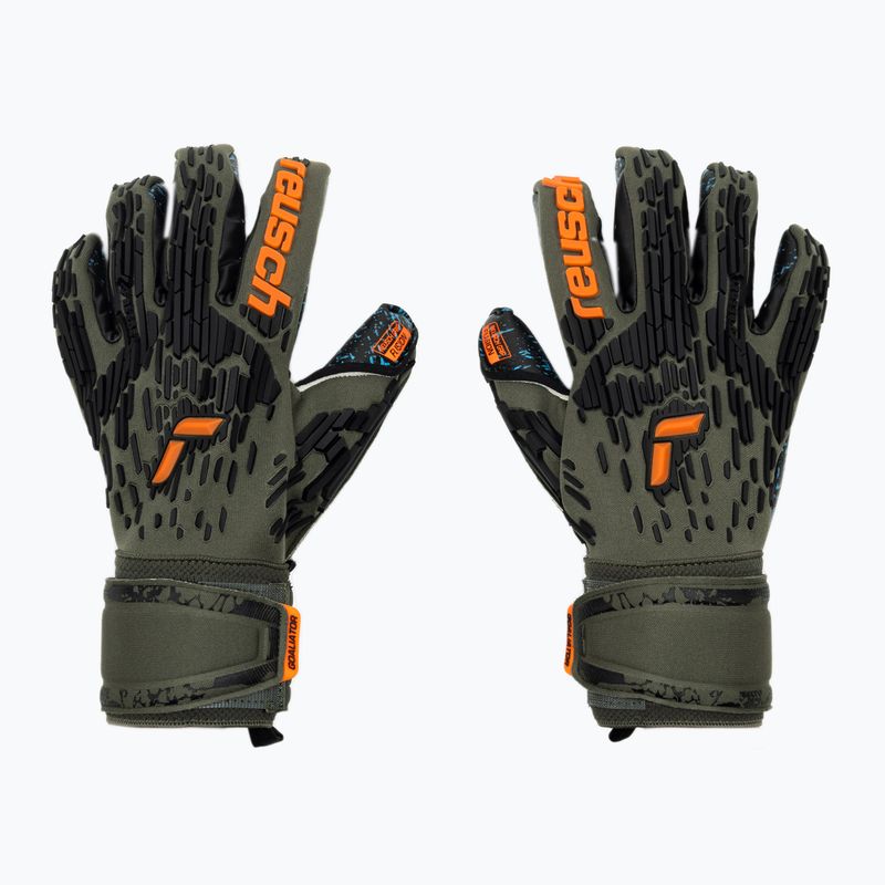 Rękawice bramkarskie Reusch Attrakt Freegel Fusion Goaliator desert green/shock orange/black