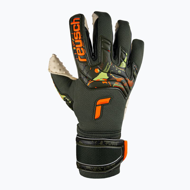 Rękawice bramkarskie Reusch Attrakt Speedbump desert green/shocking orange 7