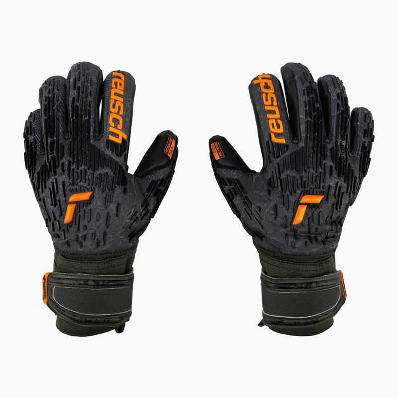Rękawice bramkarskie Reusch Attrakt Freegel Gold Finger Support desert green/shock orange/black