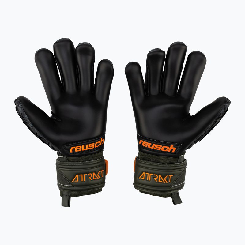 Rękawice bramkarskie Reusch Attrakt Freegel Gold Finger Support desert green/shock orange/black 2