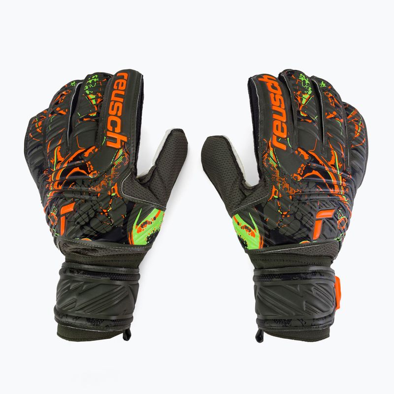 Rękawice bramkarskie Reusch Attrakt Solid desert green/shocking orange