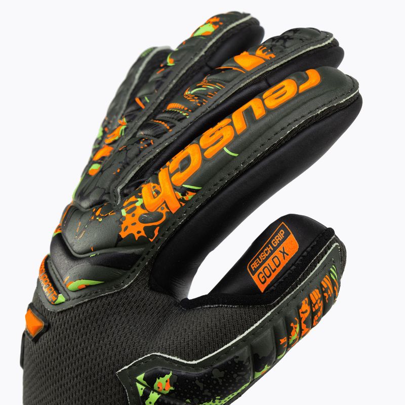 Rękawice bramkarskie dziecięce Reusch Attrakt Gold X Finger Support desert green/shock orange/black 3