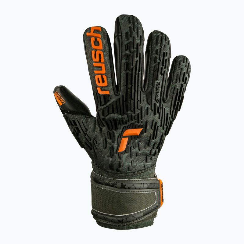 Rękawice bramkarskie dziecięce Reusch Attrakt Freegel Silver Finger Support desert green/orange 5