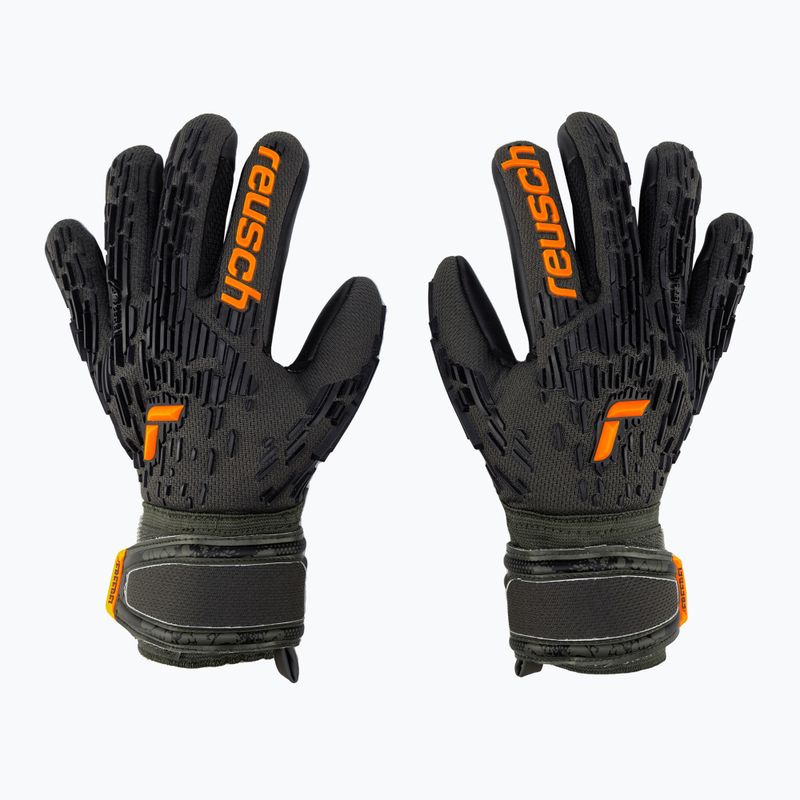 Rękawice bramkarskie dziecięce Reusch Attrakt Freegel Silver Finger Support desert green/orange