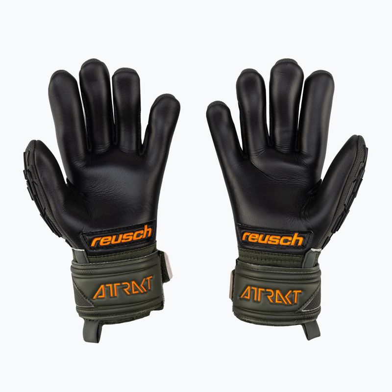 Rękawice bramkarskie dziecięce Reusch Attrakt Freegel Silver Finger Support desert green/orange 2