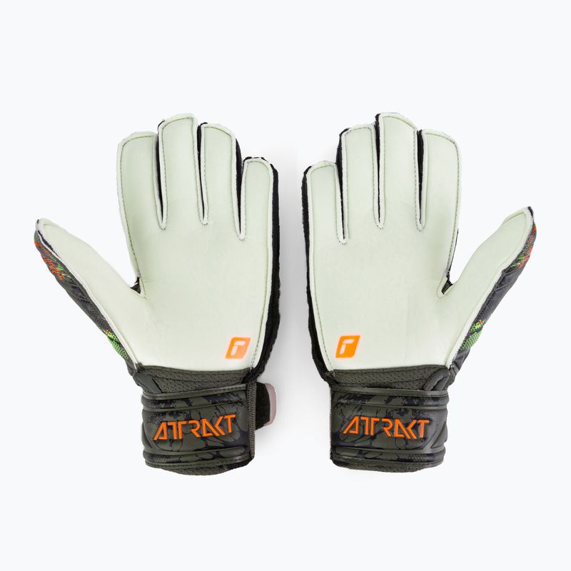 Rękawice bramkarskie dziecięce Reusch Attrakt Solid Finger Support desert green/shocking orange 2