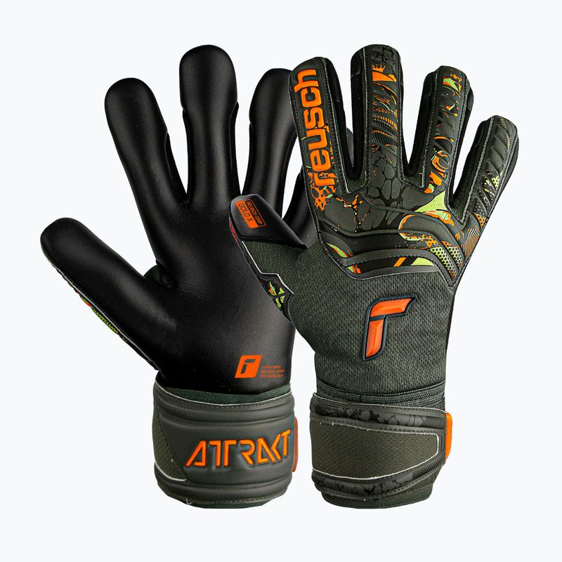 Rękawice bramkarskie dziecięce Reusch Attrakt Gold X desert green/shock orange/black 4