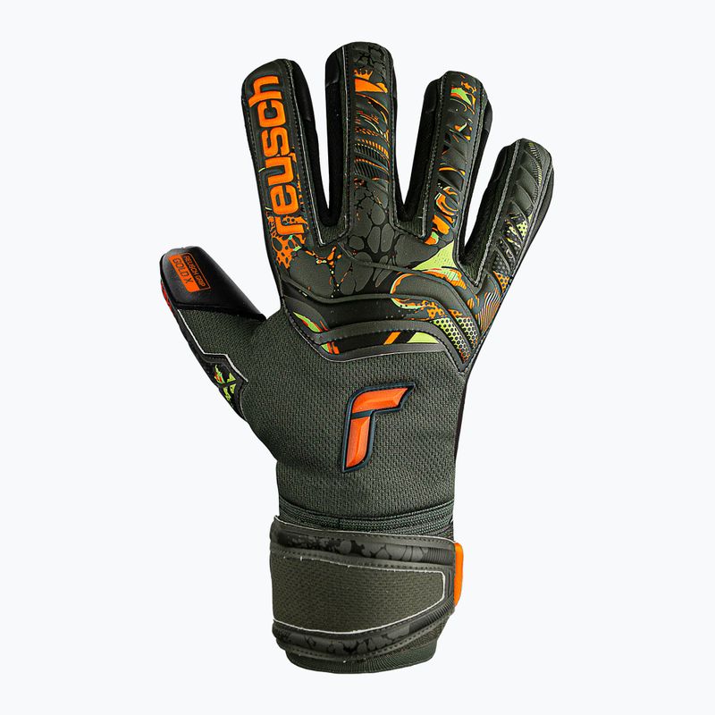 Rękawice bramkarskie dziecięce Reusch Attrakt Gold X desert green/shock orange/black 5