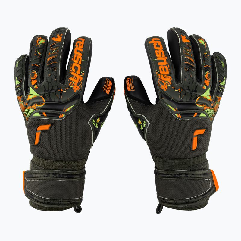 Rękawice bramkarskie dziecięce Reusch Attrakt Gold X desert green/shock orange/black