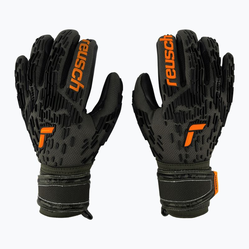 Rękawice bramkarskie dziecięce Reusch Attrakt Freegel Silver desert green/shock orange/black