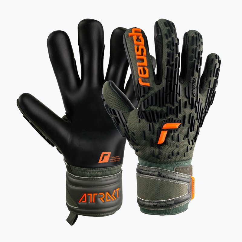 Rękawice bramkarskie dziecięce Reusch Attrakt Freegel Silver desert green/shock orange/black 4