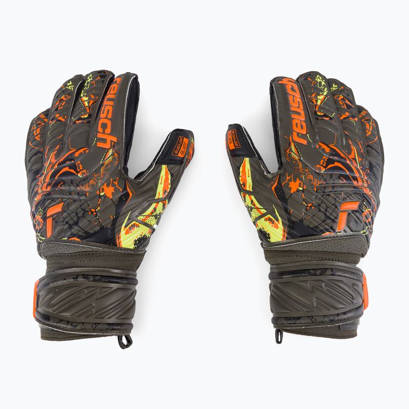 Rękawice bramkarskie dziecięce Reusch Attrakt Silver desert green/shocking orange/black