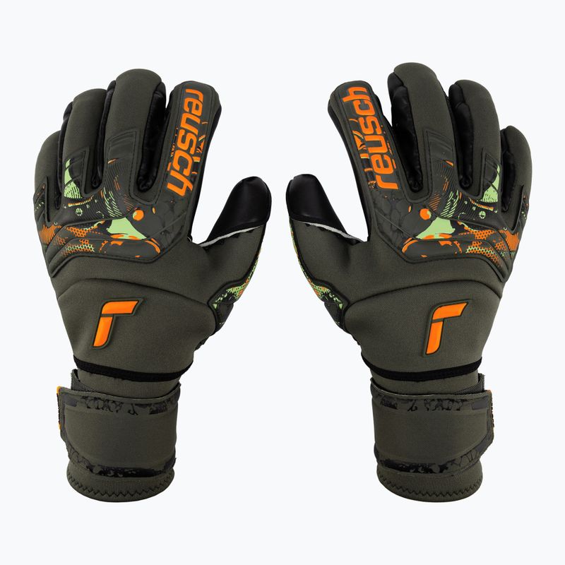 Rękawice bramkarskie Reusch Attrakt Duo Ortho-Tec desert green/shocking orange/black