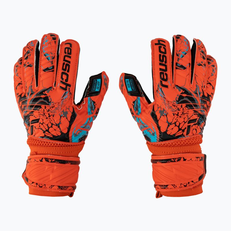 Rękawice bramkarskie dziecięce Reusch Attrakt Silver Roll Finger bright red/future blue/black