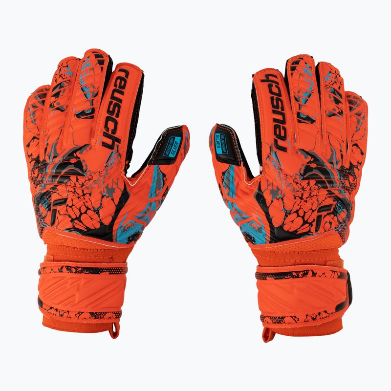 Rękawice bramkarskie dziecięce Reusch Attrakt Silver bright red/future blue/black
