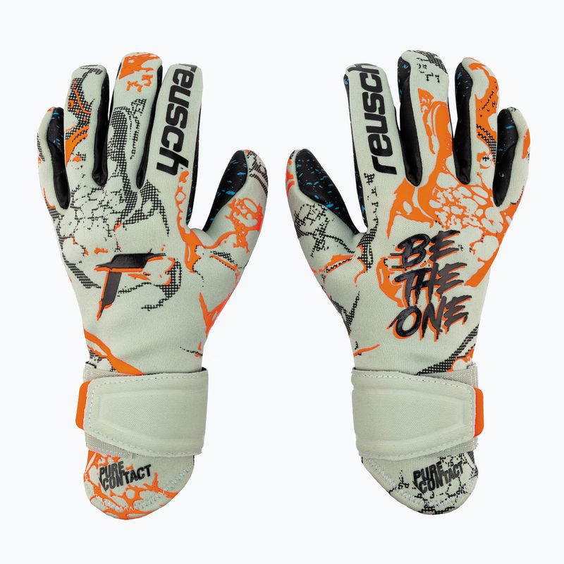 Rękawice bramkarskie dziecięce Reusch Pure Contact Fusion shark green/shocking orange