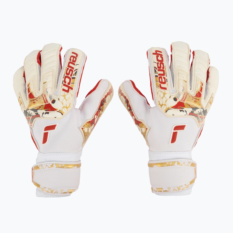 Rękawice bramkarskie Reusch Attrakt Gold X GluePrint white/gold/fiery red