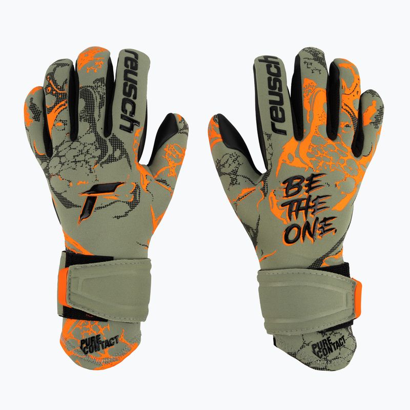 Rękawice bramkarskie dziecięce Reusch Pure Contact Gold shark green/shocking orange