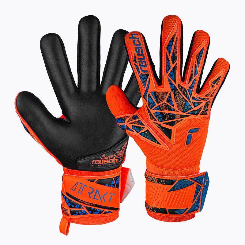 Rękawice bramkarskie dziecięce Reusch Attrakt Infinity NC Junior hyper orng/elec blue/blck