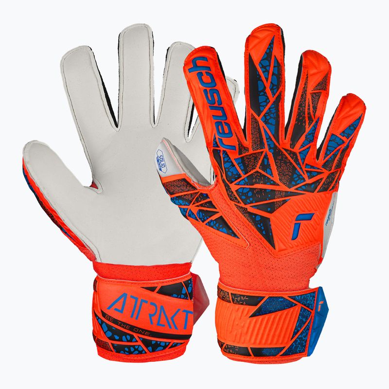 Rękawice bramkarskie dziecięce Reusch Attrakt Solid Finger Support Junior hyper orng/elec blue