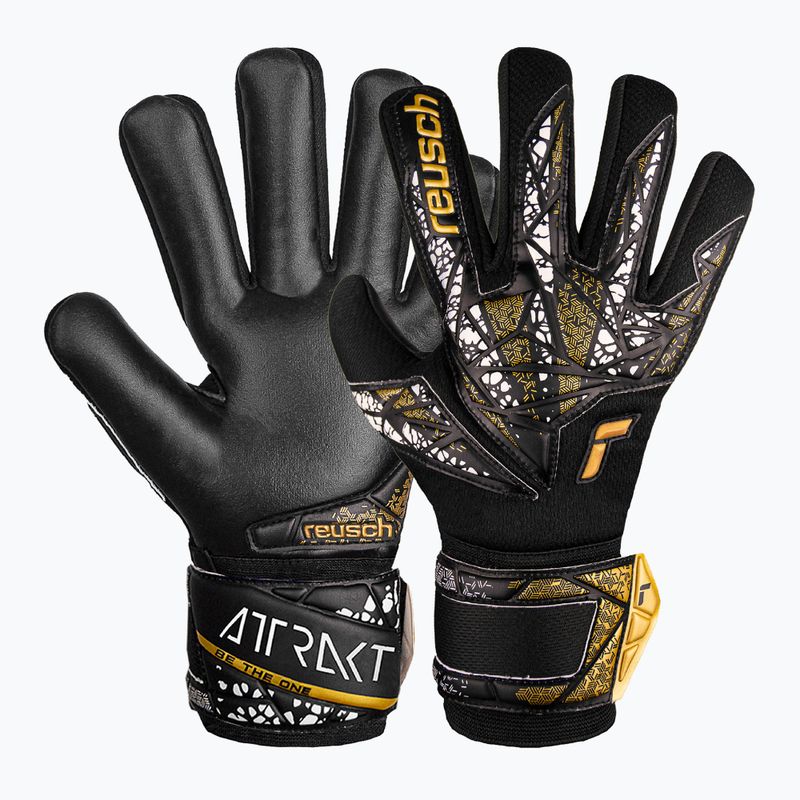 Rękawice bramkarskie Reusch Attrakt Silver NC Finger Support black/gold/white/black