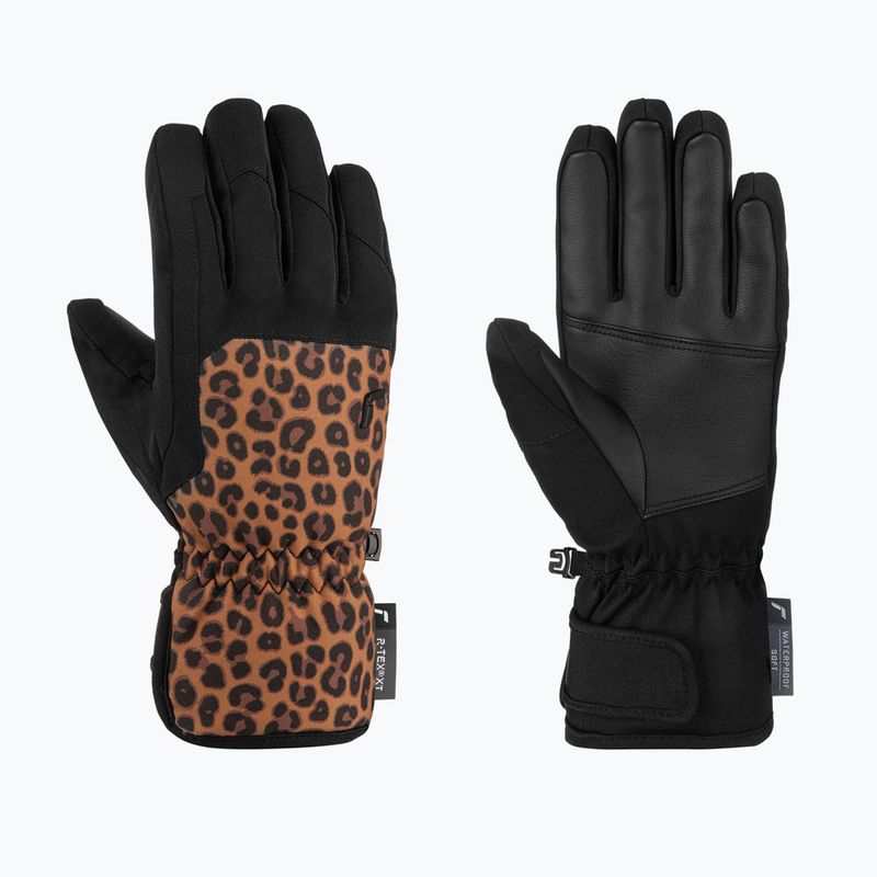 Rękawice narciarskie damskie Reusch Keira R-Tex XT black/brown leopard