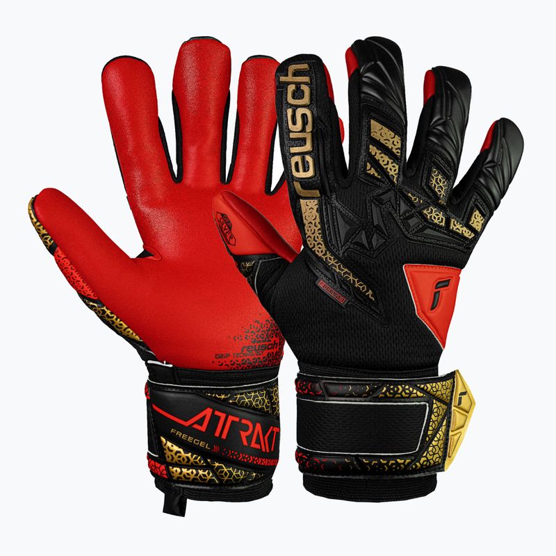 Rękawice bramkarskie dziecięce Reusch Attrakt Freegel Silver Junior black/gold/fiery red