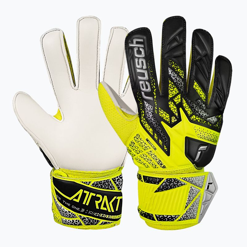 Rękawice bramkarskie dziecięce Reusch Attrakt Solid Junior safety yellow/silver
