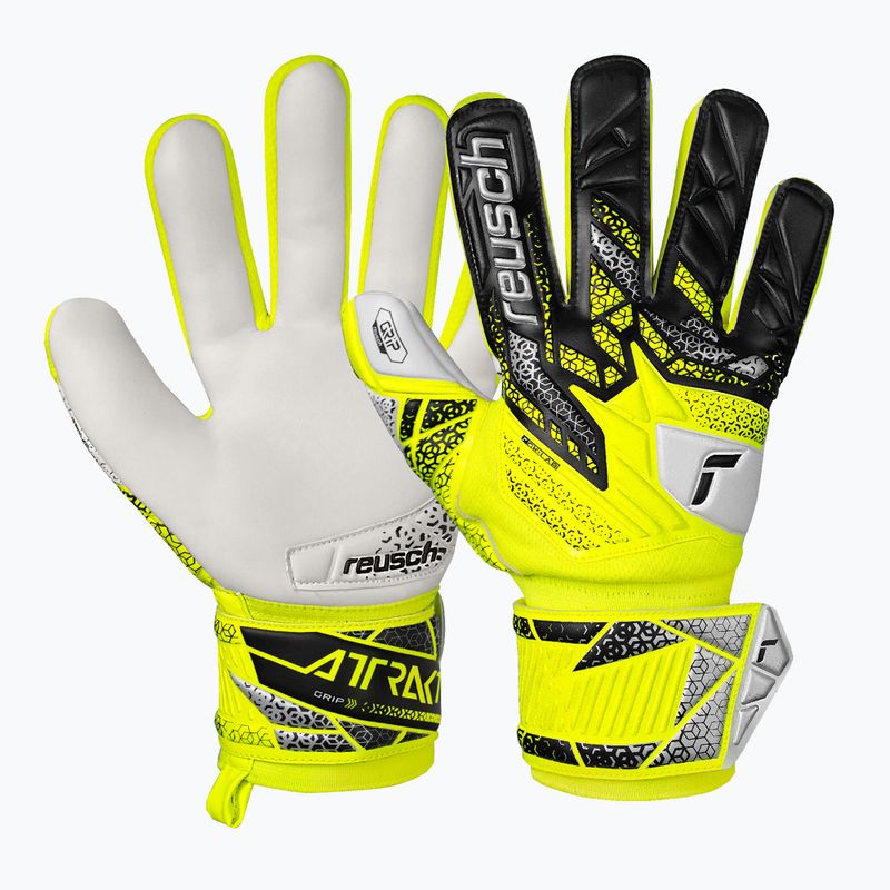 Rękawice bramkarskie dziecięce Reusch Attrakt Grip Junior safety yellow/silver