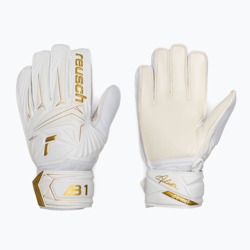 Rękawice bramkarskie dziecięce Reusch Attrakt AB1 Solid Junior white/gold