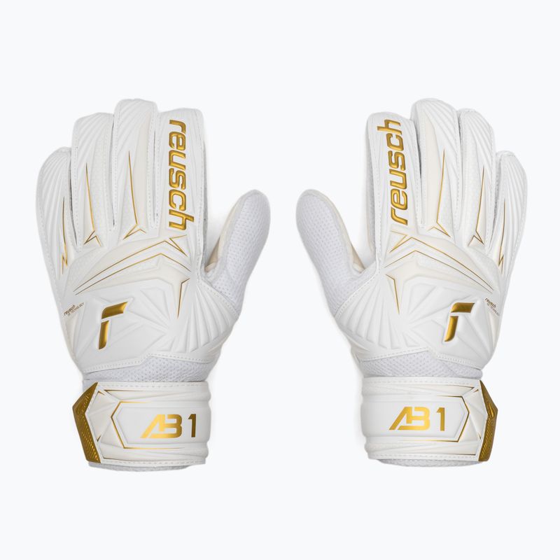 Rękawice bramkarskie dziecięce Reusch Attrakt AB1 Solid Junior white/gold 2