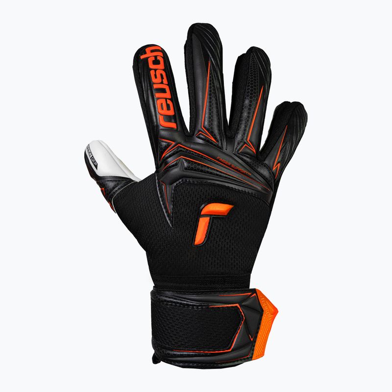 Rękawice bramkarskie dziecięce Reusch Attrakt Advance Finger Support Junior black/shocking orange 2