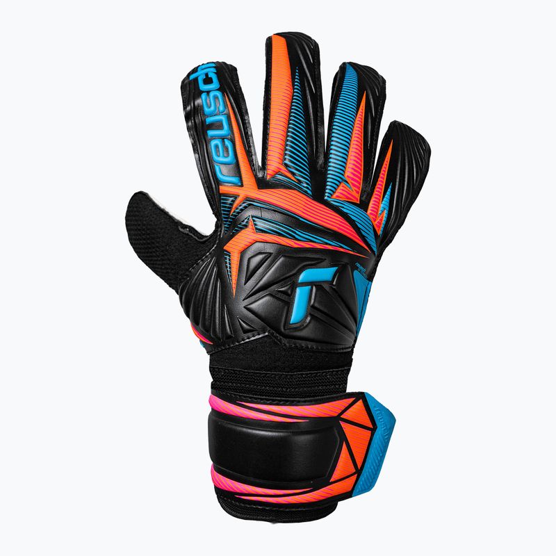 Rękawice bramkarskie Reusch Attrakt Solid black/aqua blue/shocking orange 2