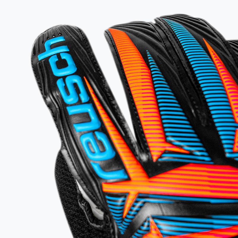 Rękawice bramkarskie Reusch Attrakt Solid black/aqua blue/shocking orange 6