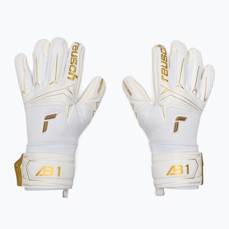 Rękawice bramkarskie dziecięce Reusch Attrakt AB1 Advance Junior white/gold 2