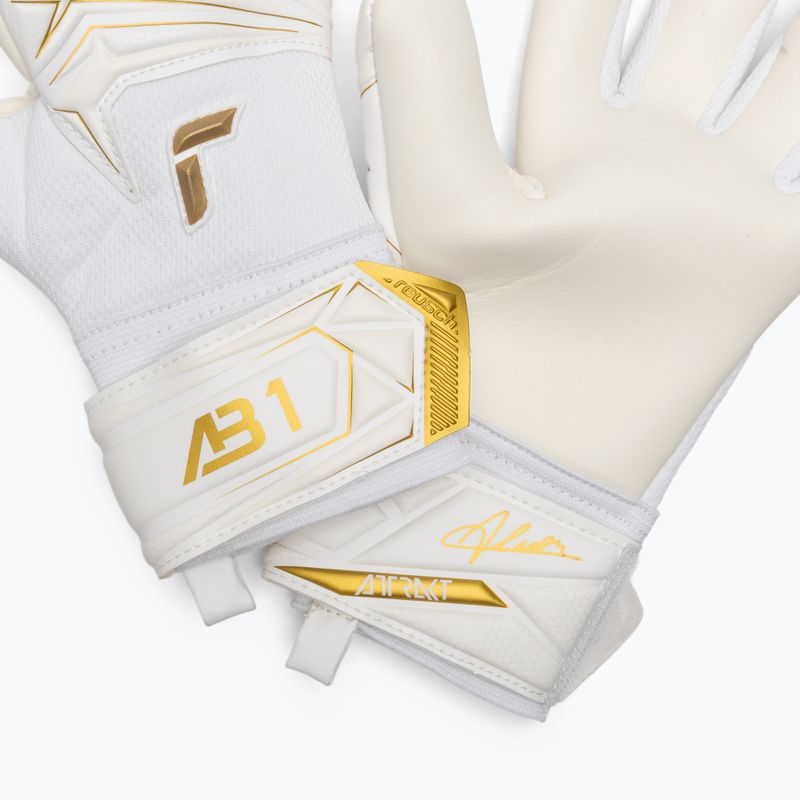 Rękawice bramkarskie dziecięce Reusch Attrakt AB1 Advance Junior white/gold 5